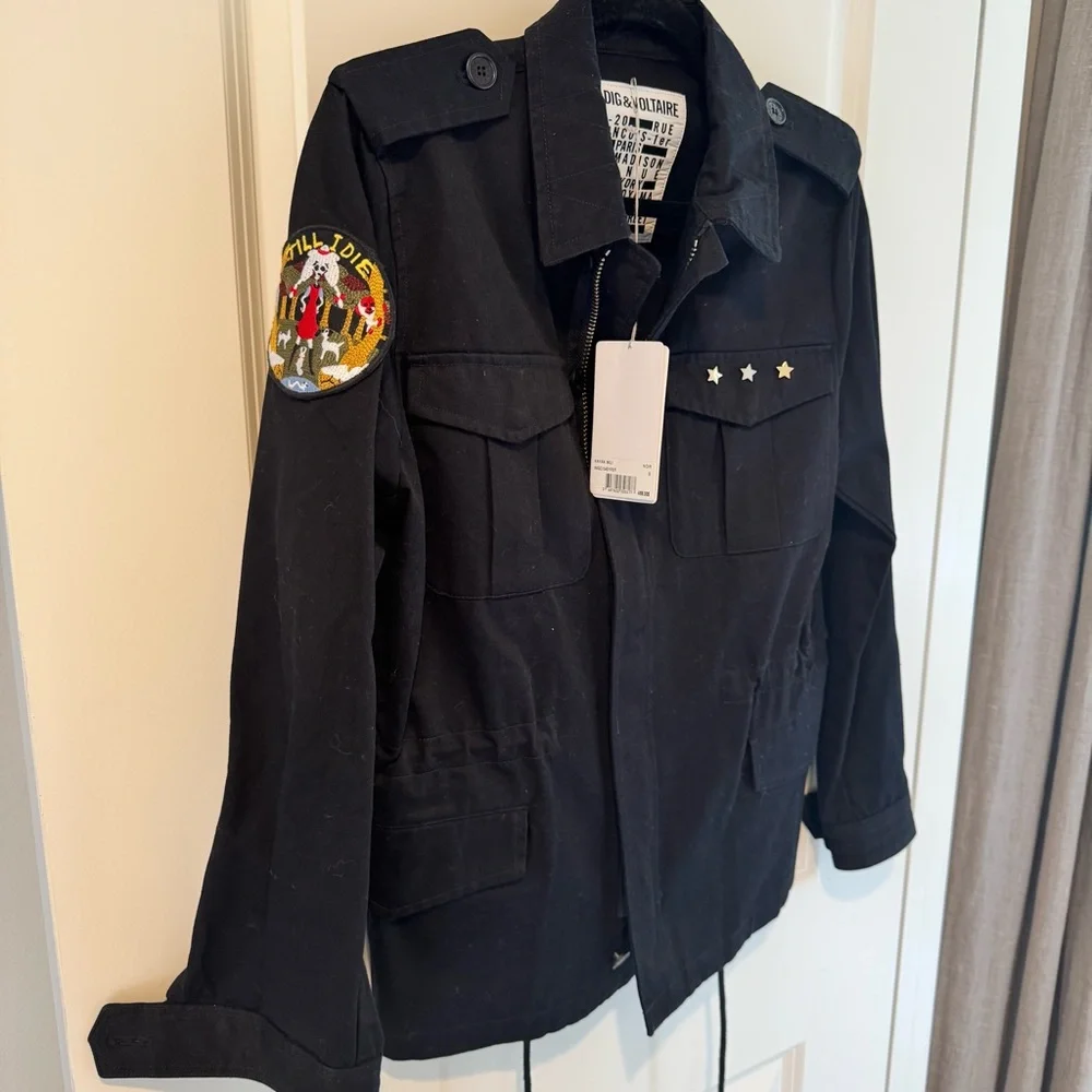 NWT Zadig & Voltaire Black Kayak Skull Mili Jacket | S - Picture 5 of 7